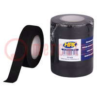 Tape: textile; W: 19mm; L: 10m; Thk: 0.3mm; rubber; black; max.105°C