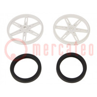 Wheel; white; Shaft: knurled; push-in,screw; Ø: 70mm; W: 8mm; 2pcs.