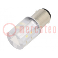 LED lamp; white; BA15D,T20; 230VDC; 230VAC; -20÷60°C; Mat: plastic
