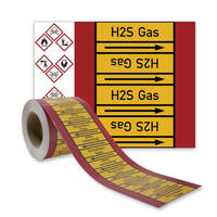 SafetyMarking Rohrleitungsband, H2S Gas, Gruppe 4, gelb, DIN 2403, Länge 33m