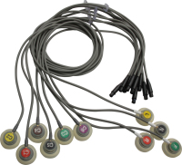 Elektrodenleitung steckbar (Kunststoffstecker) 10er Satz 1,2 m lang (Model ab 1998), komplett mit Elektrode für Vacuboy und Cardiovac, Vacucar, Vacucar mobil