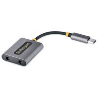 StarTech.com USB-C Headphone Splitter, USB Type C Dual Headset Adapter met Mic Input, USB C naar 3.5mm Audio Adapter/Earphone Dongle, USB C naar Audio Jack/Aux Output, 24-bit DAC