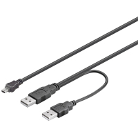 Goobay 0.6 m 2 x USB A/mini USB B USB Kabel 0,6 m USB 2.0 Mini-USB B Schwarz