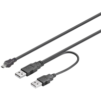 Goobay 0.6 m 2 x USB A/mini USB B USB cable USB 2.0 Mini-USB B Black