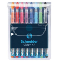Schneider Schreibgeräte Slider Basic Schwarz, Blau, Hellblau, Hellgrün, Orange, Pink, Rot, Violett Stick-Kugelschreiber Extradick 8 Stück(e)