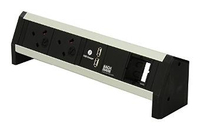Bachmann DESK 1 power extension 2 AC outlet(s) Indoor Black, Silver