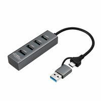 Microconnect USBHUB4-2IN1 interface hub USB 3.2 Gen 1 (3.1 Gen 1) Type-A 5000 Mbit/s Zwart
