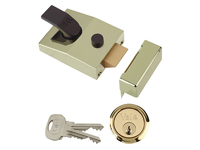 89 Deadlock Nightlatch 60mm Backset Brasslux Finish Box