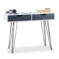 Relaxdays Schreibtisch weiß, mit Schubladen, modernes Design, Jugendschreibtisch, HxBxT: 76 x 100 x 40 cm, white