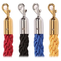 25mm Braided Rope with Slide Snap Ends - 1.8 Metre Length - Red - Polished Brass