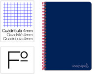 Cuaderno espiral liderpapel folio witty tapa dura 80h 75gr cuadro 4mm con margen color azul marino