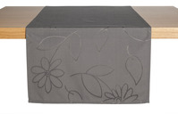 Tischläufer Floralie; 40x130 cm (BxL); schiefergrau; rechteckig