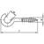 TOOLCRAFT 159612 Ívelt csavaros kampók 70 mm Acél, galvanikusan horganyozott 100 db