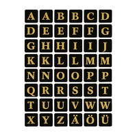 Buchstaben-, Zahlen-Etiketten, A-Z Folie, 13x13 mm, Druckschrift, gold, 96 Stück