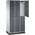 Armario guardarropa de acero de dos pisos INTRO, A x P 920 x 500 mm, 6 compartimentos, cuerpo gris luminoso, puertas en gris negruzco.