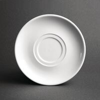 Olympia Heritage Saucer in White - Porcelain with Double Well - 163mm - 6 Pack