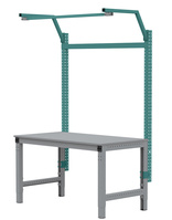 Aufbauportal mit Ausleger für MULTIPLAN Grundtische mit einer Tischbreite von 1000, Nutzhöhe 1254 mm, in Wasserblau RAL 5021 | PPK8044.5021