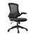 Medium height mesh back office chair with fold up arms and black frame with black seat