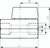 Zeichnung: Edelstahl-Mini-Kugelhahn mit Knebelgriff einseitig, Innengewinde