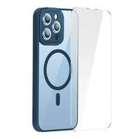 Baseus Frame iPhone 14 Pro Max Átlátszó mágneses tok és üvegfólia kék (ARJT030103)