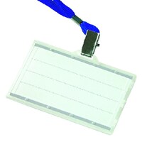 Azonosítókártya tartó DONAU fekvő 85x50mm műanyag kék nyakba akasztóval 50db/dob