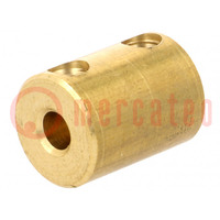 Adapter; brass; Øshaft: 4mm; copper; Shaft: smooth; Hole diam: 4mm