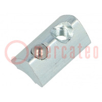 Nut; for profiles; Width of the groove: 6mm; steel; zinc; T-slot