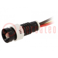 Spia: LED; concava; rosso/verde/giallo; 24VDC; 24VAC; Ø11mm; IP40