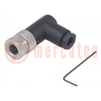 Conector: M8; hembra; PIN: 3; angulares 90°; sin blindaje; enchufe