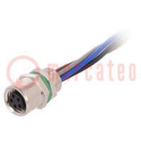Connector: M8; female; PIN: 5; for panel mounting,rear side nut