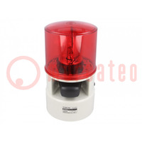 Signaller: lighting-sound; 24VDC; siren,rotating light; red; IP54