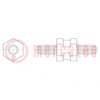 Spacer sleeve; hexagonal; polyamide 66; M3; L: 35mm; black; UL94HB