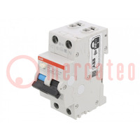 RCBO breaker; Inom: 10A; Ires: 30mA; Poles: 1+N; 230VAC; IP20; DS200
