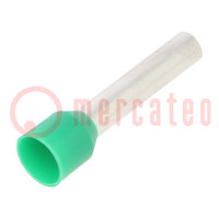 Tip: bootlace ferrule; insulated; copper; 6mm2; 18mm; tinned; green