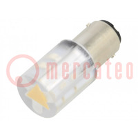 LED lamp; yellow; BA15D,T20; 230VDC; 230VAC; -20÷60°C; Mat: plastic