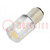LED lámpa; sárga; BA15D,T20; 230VDC; 230VAC; -20÷60°C