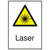 Laser, Warnschild selbstkl. Folie, Größe 13,10x18,50cm DIN EN ISO 7010 W004 + Zusatztext ASR A1.3 W004 + Zusatztext
