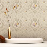 Tapete Barock Raffaele M1-No.2480 | Vliestapete | Taupe | Ornament | Klassik | Blumen