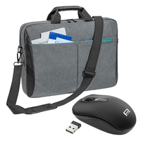 PEDEA Laptoptasche 15,6 Zoll (39,6 cm) LIFESTYLE Notebook Umhängetasche mit Schultergurt mit schnurloser Maus, grau