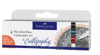 Faber-Castell 167504 kalligrafiepen Zwart, Blauw, Rood, Wit 4 stuk(s)