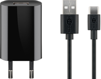 Goobay USB-C-Ladeset (5 W), Netzteil mit USB-C-Kabel, 1 m, schwarz