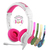 BuddyPhones School+ Kopfhörer Verkabelt Kopfband Anrufe/Musik Pink, Weiß