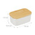 Relaxdays Butterdose, mit Deckel, Keramik & Bambus, 250 g Butter, HxBxT: 7,5 x 16 x 10,5 cm, Butterschale, weiß/natur