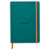 RHODIA Carnet Rhodiarama souple 14,8x21cm 160pages lignées avec élastique.Couverture simili-cuir BleuPaon