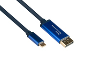 USB-C™ an DisplayPort 1.2 SmartFLEX Kabel, 4K UHD @60Hz, Aluminiumgehäuse, CU, dunkelblau, 3m, Good