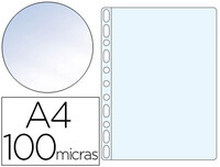 Funda Multitaladro Q-Connect Din A4 100 Mc Cristal Caja de 100 Unidades