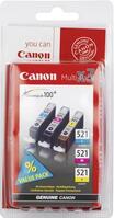 Canon Tinta CLI-521 CMY Eredeti Kombinált csomag Cián, Bíbor, Sárga 2934B010