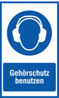 Fahnenschild - Gehörschutz benutzen, Blau, 50 x 35 cm, PVC, Zur Wandmontage