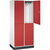 Armario guardarropa de acero de dos pisos INTRO, A x P 820 x 500 mm, 4 compartimentos, cuerpo blanco puro, puertas en rojo vivo.