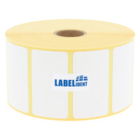 Thermodirekt-Etiketten 57,15 x 31,75 mm, 2.100 Thermoetiketten Thermo-Eco Papier auf 1 Zoll (25,4 mm) Rolle, Etikettendrucker-Etiketten permanent, Trägerperforation